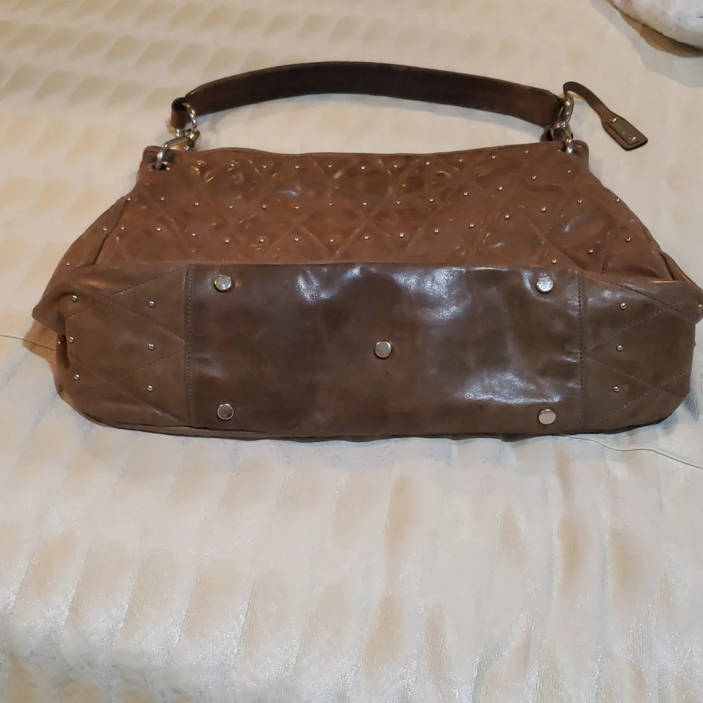 ABRO Vintage Hobo Taupe Leather Handbag